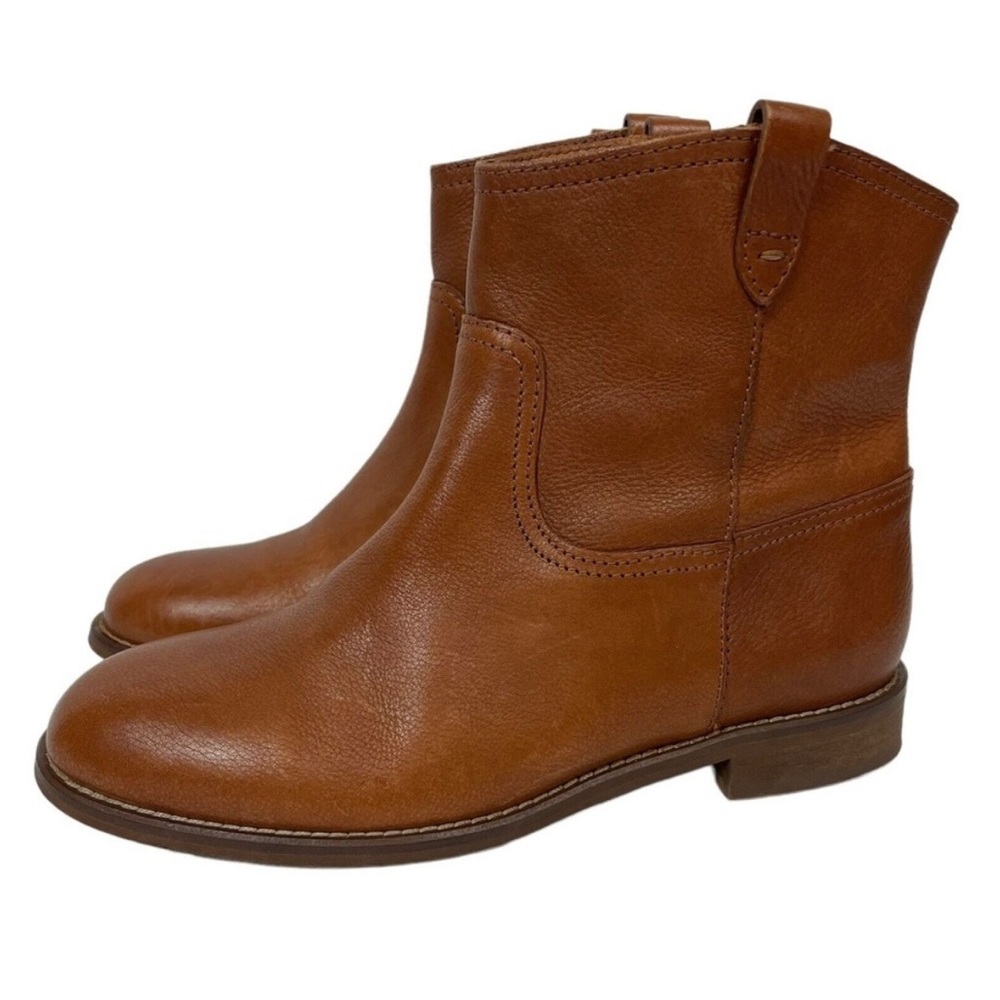 Madewell Otis Women's Pull On Boots Size 7.5 Brown Leather Ankle Booties B1263.
